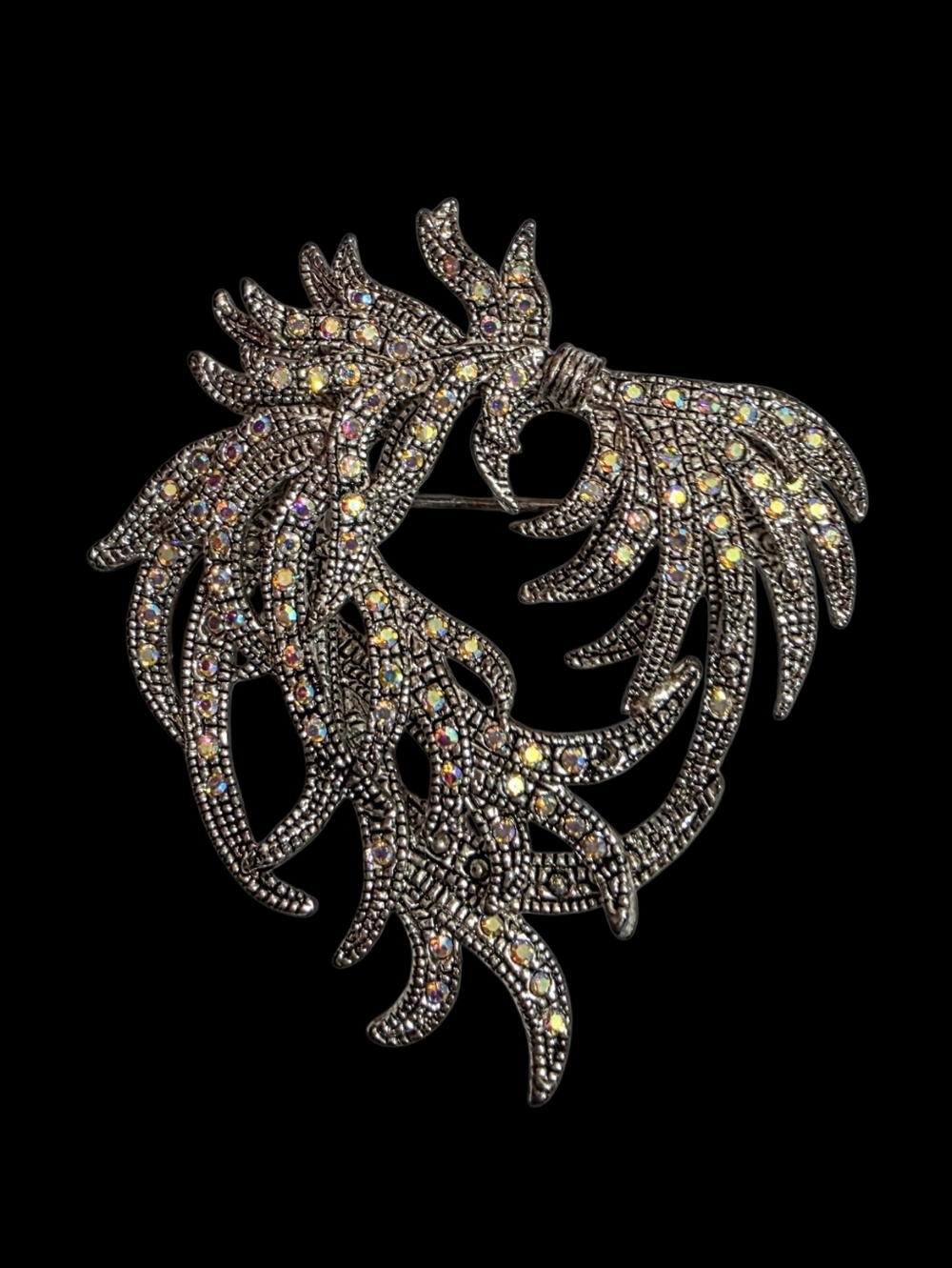 Lady Remington Vintage Silver-Tone Crystal Marcasite Wing Brooch
